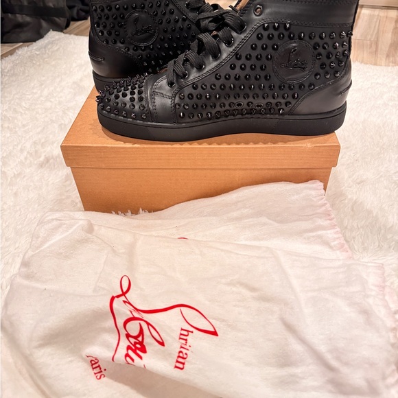 LOUBOUTIN LOUIS FLAT CALF/SPIKES in Black Sz 44 - Picture 4 of 7